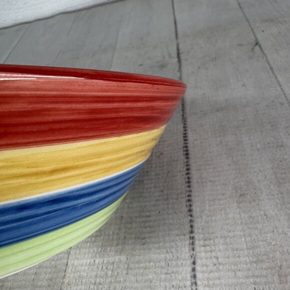 Gibson STYLISH LIVING RAINBOW STRIPES Multicolor Round Stoneware Serving Bowl - Picture 14 of 16